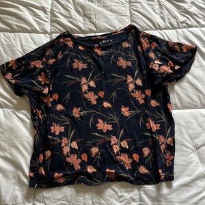 LOFT Navy Blue Floral Top